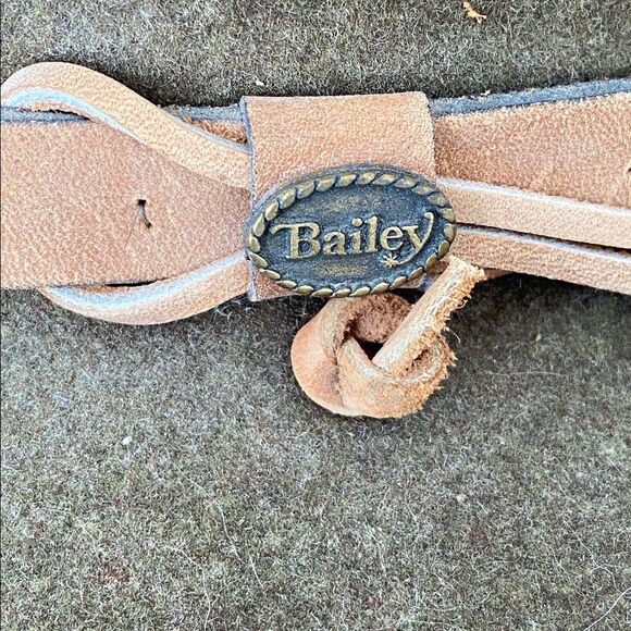 Bailey Hats Light Felt Wool Olive Green Felt Hat Sz L Leather belt Boho Western main image 7